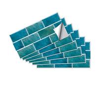 Tile Stickers Blue Turquoise Stick on Tiles PVC Tile Stickers for Kitchen Heat Resistant Tile Stickers for Bathroom Waterproof Self Adhesive Tiles for Walls Peel and Stick Wallpaper 15x30cm/6pcs