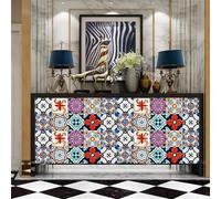 Tile Stickers Brick Red Blue Bathroom Kitchen on Transfers Peel and Floor Self Adhesive Wall Durable Waterproof Oil-Proof for Stairs Removable 10x10cm/10 Pcs
