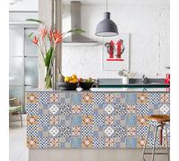 Tile Stickers Brick Red Blue Kitchen Stick On Tiles Self Adhesive Tiles Peel and Stick for Bathroom Wall Durable Waterproof Oil-Proof Tile Transfers for Stairs Removable 10x10cm/10 Pcs