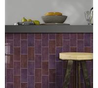 Tile Stickers Brick Red Purple Stick on Kitchen Tiles Self Adhesive Wall Tiles PVC Peel and Stick Tile Covers Transfers Oil-Proof Kitchen Splashbacks for Walls Removable 10.16x20.32cm/64 Pcs