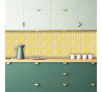 Tile Stickers Bright Yellow Mosaic Stick on Tiles PVC Self Adhesive Wall Tiles Waterproof Bathroom Tile Stickers Oil Proof Kitchen Tile Stickers DIY Peel and Stick Floor Tiles10 PC(15x15cm)