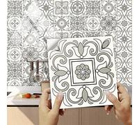 Tile Stickers Brown Geometric Pattern Decorative Tile Stickers,Self Adhesive Wallpaper Peel and Stick on Wall Glass for Kitchen Bathroom Room Transformation Waterproof Oil-Proof 10PCS（10x10cm）