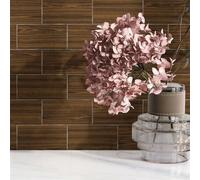Tile Stickers Brown Stripe Kitchen Stick On Tiles Transfers PVC Self Adhesive Tiles Durable Peel and Stick Floor Tile Stickers for Bathroom Kitchen Oil-Proof Removable 10x20cm/32 Pcs