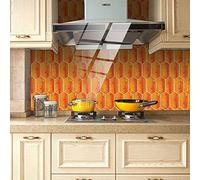 Tile Stickers Burn Orange PVC Self Adhesive Wall and Floor Tiles - Heat Resistant Peel and Stick for Kitchen and Bathroom - 24 Pieces