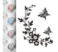 Tile Stickers, Butterfly Flower Rattan Bathroom Toilet Flower Rattan Toilet Sticker Removable Wall Sticker (for OPP Bag Packaging) 3 Blue