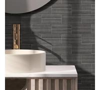 Tile Stickers Charcoal Gray Pattern Kitchen Stick On Tiles Transfers PVC Self Adhesive Tiles Durable Peel and Stick Floor Tile Stickers for Bathroom Kitchen Oil-Proof Removable 10x20cm/32 Pcs