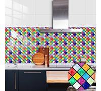 Tile Stickers Color Mosaic Decorative Tile Stickers,Self Adhesive Wallpaper Peel and Stick on Wall Glass for Kitchen Bathroom Room Transformation Waterproof Oil-Proof 20PCS（30x30cm）