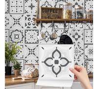 Tile Stickers Dark Gray Mandala Bathroom Tile Stickers PVC Self Adhesive Tiles Stick on Bathroom Tiles Kitchen Stick on Tiles Wall Tile Stickers Peel and Stick Floor Tiles 10x10cm/24 pcs