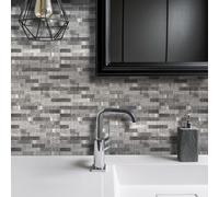 Tile Stickers Dark Gray Silver Self Adhesive Stick on Tiles Transfers Peel and Stick Bathroom Floor Tiles Kitchen Wall Adhesive Durable Waterproof Oil-Proof for Stairs Removable 10x10cm/50 Pcs