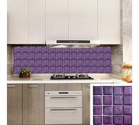 Tile Stickers Dark Purple Mosaic Stick on Tiles Waterproof Self Adhesive Wall Tiles Oil-Proof Stick on Wall Tiles Kitchen Tile Stickers for Bathroom Stairs Home Decor 20 Pcs/15x15cm