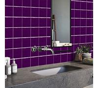 Tile Stickers Dark Purple Peel and Stick Wallpaper Self Adhesive Wall Tiles Waterproof Oil-Proof Stick on Wall Tiles Kitchen Bathroom Home Decoration Stick on Tiles 20 Pcs/15x15cm