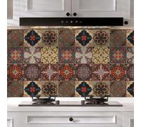 Tile Stickers for Bathroom Kitchen, 24 Pcs Stick on Tiles Peel and Stick Brown Moroccan, Vinly Self Adhesive Wall Tile Backsplash 15x15cm