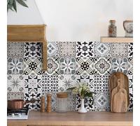 Tile Stickers for Kitchen Bathroom 24pcs - Stick on Tiles Vintage Victorian - Self Adhesive Wall Tiles Moroccan -Peel and Stick Wall Tile for Backsplash Splashback Waterproof Vinyl 15x15cm