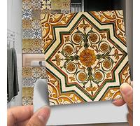 Tile Stickers Golden Geometric Pattern Decorative Tile Stickers,Self Adhesive Wallpaper Peel and Stick on Wall Glass for Kitchen Bathroom Room Transformation Waterproof Oil-Proof 10PCS（30x30cm）