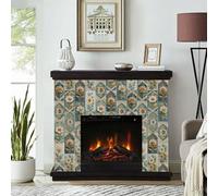 Tile Stickers Green Flower Yellow Stick on Kitchen Tiles Self Adhesive Wall Tiles PVC Peel and Stick Tile Covers Transfers Oil-Proof Kitchen Splashbacks for Walls Removable 10.16x20.32cm/16 Pcs