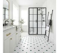 Tile Stickers Green Geometry PVC Peel and Stick Self Adhesive,Backsplash for Kitchen and Bathroom, Waterproof Oilproof Vinyl for Kitchen, Bathroom, Laundry