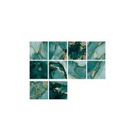 Tile Stickers Green Gold Texture Heat Resistant Waterproof,Self-Adhesive On Tile Peel Stick Wallpaper, Splashback,Tile Decals for Home Decor,Living Room Kitchen Bathroom Wall 15X15Cm*10Pcs