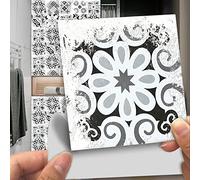 Tile Stickers Grey Geometric Pattern Peel and Stick PVC Backsplash Tiles Self Adhesive Waterproof Oilproof DIY Home Decor for Kitchen Bathroom 10PCS（15x15cm）