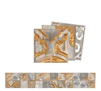 Tile Stickers Grey Gold Print Transfers Covers for Kitchen Bathroom,Square Wall Tile DIY Stick On Wall Peel and Stick,Fireplace - Waterproof & Removable10X10Cm