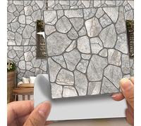 Tile Stickers Grey Pebbles Texture Stick on Tiles Waterproof Oil Proof Peel and Stick Floor Tiles PVC Kitchen Tile Stickers Self Adhesive Tile Decals for Living Room Bathroom Decor 20PC(10x10cm)