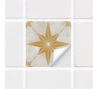 Tile Stickers Ivory White Mustard Yellow Stick on Tiles PVC Self Adhesive Wall Tiles Durable Peel and Stick Floor Tiles Water Proof Stick on Wall Tiles Tile Stickers for Kitchen Bathroom 15x15/20 Pcs