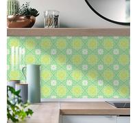 Tile Stickers Lemon Green Flower Stick on Kitchen Tiles Self Adhesive Wall Tiles PVC Peel and Stick Tile Covers Transfers Oil-Proof Kitchen Splashbacks for Walls Removable 15x15cm/10 Pcs