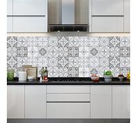 Tile Stickers Light Gray Mandala Oil Proof Stick on Tiles Kitchen Bathroom Vinyl Waterproof Self Adhesive Tiles Peel and Stick Removable Self Adhesive Floor Tile Transfers Wall 30x30cm/10 Pcs