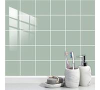 Tile Stickers Light Green Peel and Stick Wallpaper Waterproof Vinyl Self Adhesive Wall Tiles Oil-Proof Tiles Kitchen Tile Stickers Bathroom Stick on Tiles 10 Pcs/30x30cm