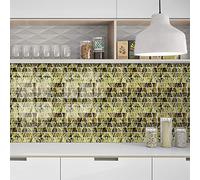 Tile Stickers Mustard Yellow Graffiti Bathroom PVC Self Adhesive Stick on Kitchen Tiles Wall Stick-on Peel and Floor 15x15cmx10 Pcs