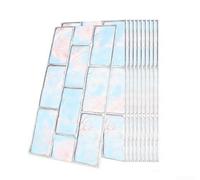 Tile Stickers, Nordic Style Mosaic PVC Self-Adhesive Wall Decals, Light Vintage Long Strip Thickened Kitchen Living Room(D)