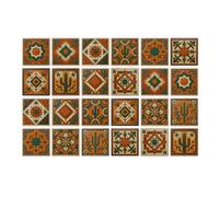 Tile Stickers Orange Green PVC Waterproof Oilproof Vinyl Backsplash Peel and Stick wall Tiles for Kitchen & Bathroom