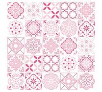 Tile Stickers, Pack of 24 Pink Mosaic Self Adhesive Waterproof for Kitchen, Splashback, for Bathroom, Peel and Stick On, Removable for House Renters P01