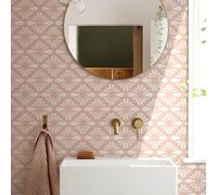 Tile Stickers Peach Pink Elegant Stick on Tiles Self Adhesive Wall Tiles Oil-Proof Kitchen Tile Stickers for Bathroom Waterproof 20 Pcs/20x20cm