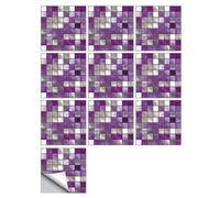 Tile Stickers Purple Mosaic Self-Adhesive On Tile Peel Stick,Wallpaper Heat Resistant Waterproof Oil-Proof,Backsplash for Living Room Kitchen, Bathroom 10X10Cm