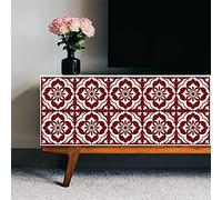 Tile Stickers Red Retro Style Stick on Tiles Waterproof Oil Proof Peel and Stick Floor Tiles PVC Kitchen Tile Stickers Self Adhesive Tile Decals for Living Room Bathroom Decor 15PC(12x12cm)