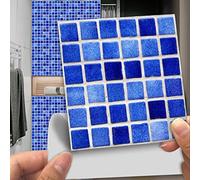 Tile Stickers Retro Blue Mosaic Self Adhesive Stick on Tiles Transfer Sticker for Bathroom Kitchen, Splashback, Peel and Stick PVC Floor Wall Tiles Sticker 10PCS（20x20cm）