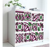 Tile Stickers Retro Purple Pattern Decorative Tile Stickers,Self Adhesive Wallpaper Peel and Stick on Wall Glass for Kitchen Bathroom Room Transformation Waterproof Oil-Proof 10PCS（30x30cm）