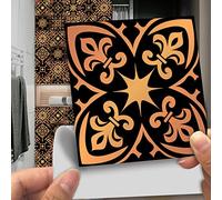 Tile Stickers Retro Yellow Pattern Peel and Stick PVC Backsplash Tiles Self Adhesive Waterproof Oilproof DIY Home Decor for Kitchen Bathroom 30PCS（20x20cm）