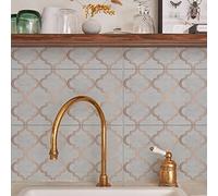 Tile Stickers Rose Gold Grey on PVC Self Adhesive Wall Durable Peel and Floor on Wall Water Proof for Bathroom Kitchen 30x15cm/24 pcs