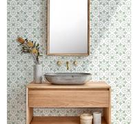 Tile Stickers Sage Green Self Adhesive Wall Tiles - Oil-Proof Kitchen and Waterproof Bathroom Stick-On Tiles - 10 Pcs/15x15cm