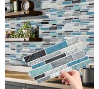 Tile Stickers Turquoise Stick on Tiles PVC Peel and Stick Tiles Kitchen Waterproof Bathroom Decor Kitchen Tile Stickers Oil Proof DIY Self Adhesive Wall Tiles24 PC(12x24cm)