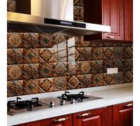Tile Stickers Vintage Copper Stick On Tiles,PVC Floor Tiles Self Adhesive,Waterproof & Oil-Proof Peel and Stick Kitchen DIY Backsplash Decor 10 PC(15x15cm)