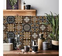 Tile Stickers Vintage Moroccan Wall Decal Sticker 24pcs Adhesive Tile Art DIY Bathroom Kitchen Backsplash Floor Home Decor Waterproof Oil Proof New 6x6 Inches