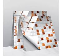 Tile Stickers White Mosaic Orange Peel and Stick Wallpaper PVC Waterproof Oil Proof Self Adhesive Wall Tiles Tile Stickers for Kitchen Bathroom Home Decor Stick on Tiles 10 Pcs(10x10cm)