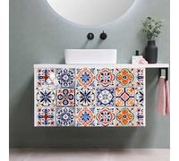 Tile Stickers White Orange Green Oil Proof Stick on Tiles Kitchen Bathroom Vinyl Waterproof Self Adhesive Tiles Peel and Stick Removable Self Adhesive Floor Tile Transfers Wall 15x15cm/10 Pcs
