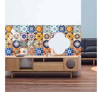 Tile Stickers Yellow and Blue Kitchen Bathroom Tile Stickers,Back Peel and Self Adhesive Wall, Vinyl Wall Stick Waterproof Detachable, for Backsplash Splashback Home Decor