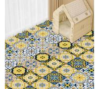 Tile Stickers Yellow Black Blue Bathroom Tile Stickers PVC Stick on Bathroom Tiles Self Adhesive Tiles Kitchen Stick on Tiles Peel and Stick Floor Tiles Wall Tile Stickers 20x20cm/20 Pcs
