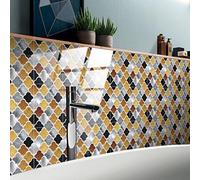 Tile Stickers Yellow Grey Black Stick on Tiles PVC Self Adhesive Wall Tiles Waterproof Bathroom Tile Stickers Oil Proof Kitchen Tile Stickers DIY Peel and Stick Floor Tiles25 PC(15x15cm)