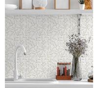 Tile Stickers Yellow Leaves, Gray Bathroom Tile Stickers PVC Stick on Bathroom Tiles Self Adhesive Tiles Durable Kitchen Stick on Tiles Peel and Stick Floor Tiles Wall Tile Stickers 20x20cm/10 Pcs