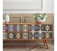 Tile Stickers Yellow Red Morocco Stick on Tiles PVC Self Adhesive Wall Tiles Waterproof Bathroom Tile Stickers Oil Proof Kitchen Wallpaper DIY Peel and Stick Floor Tiles 10PC(15x15cm)